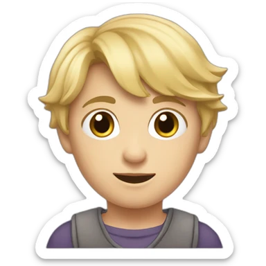 Jeune garçon blond en pul mauve sticker