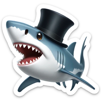 Shark with a top hat sticker
