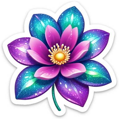 glitter sparklea diva flower sticker