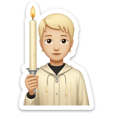 Thin and long Leaning Candle dripping wax as if someone is holding it sticker