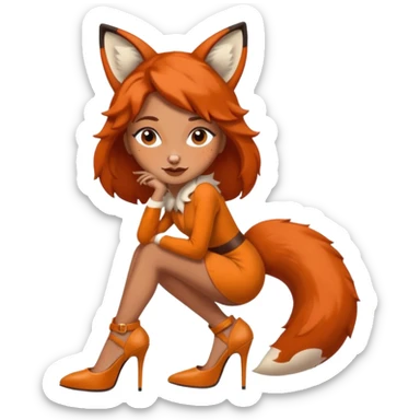 Pretty girl with caramel skin and freckles. Dressed as a sexy fox with heels sticker
