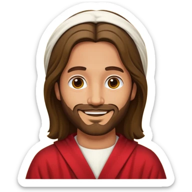 Jesus like the red robe Jesus painting but stylized like an emoji sticker