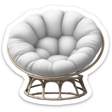 Papasan chair with white pillow sticker