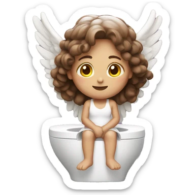 brown hair angel sitting on toilet sticker