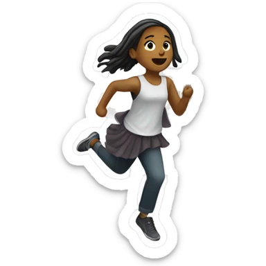 A sticker of a girl running from church sticker