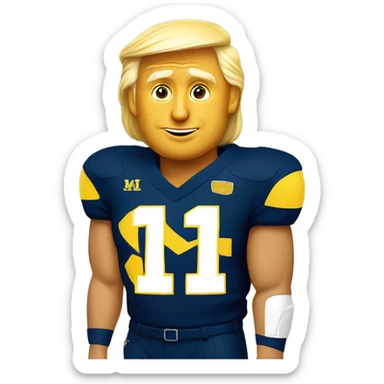 Donald Trump wearing a Michigan football jersey  sticker