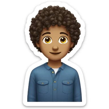 Brunette curly haired boy  sticker