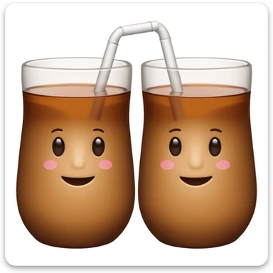 two brown mate tea cups, 500ml, plastic, clinking, no face, no straw, no handle, not in a cup, white background sticker