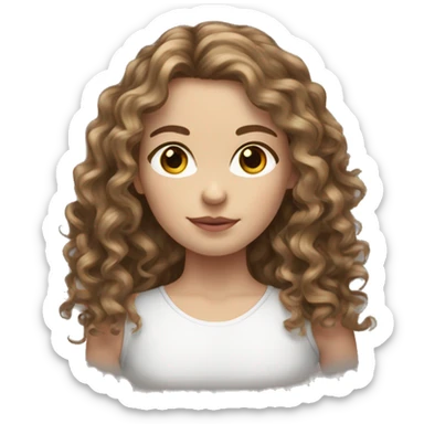Pale Girl long curly brown hair hazel eyes  sticker
