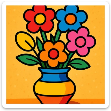a vase with flowers sticker