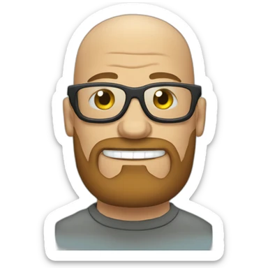 Tattooed bald man with beard and glasses, style Futurama sticker