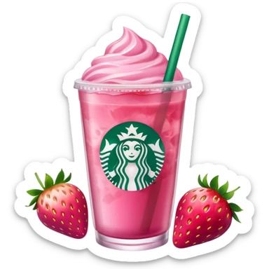 Starbucks pink drink with strawberries sticker
