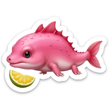 J’aimerais un Axolotl en dessin anime un peu rose qui mange un citron sticker