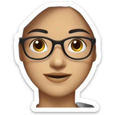 generate emoji unrussian girl with glasses, dark-black hair, brown eyes sticker