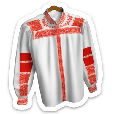  Shirt  vyshyvanka, white with red round embodiary on sleeves sticker