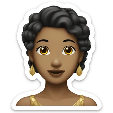 Ethereal gold mermaid with tan skin and black hair  sticker