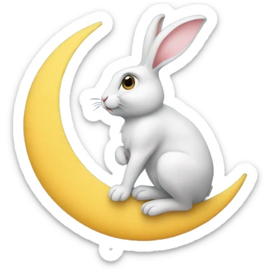  Rabbit sat on the moon sticker