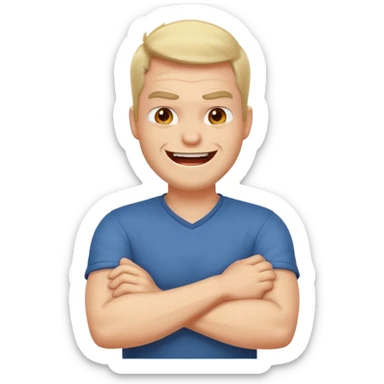 arms crossed around neck angry laughing guy sticker