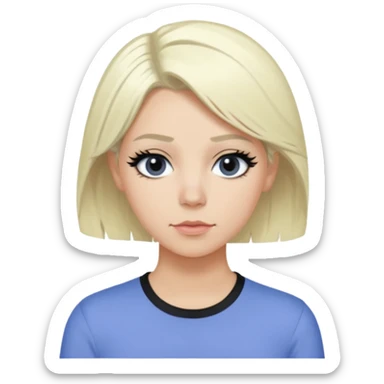 Emily Armstrong, Rock Singer (b.1986) with platinum blonde hair, periwinkle shirt sticker