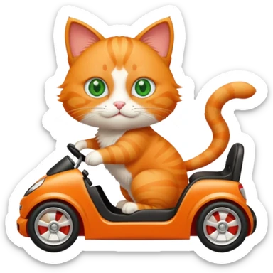 Make an orange cat on a gokart sticker