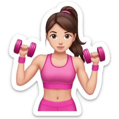 gym girl brunette hair wearing pink sticker