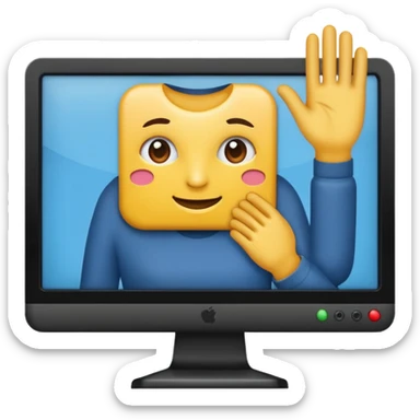 personas debatiendo revisando un monitor grande sticker