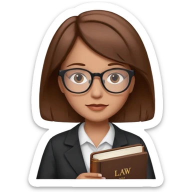 legal expert woman with brown hair and glasses holding a law book sticker
