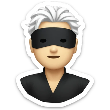 gojo satoru with white hair and black blindfold sticker