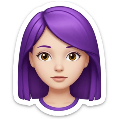 chica blanca pelo morado  y liso  sticker