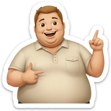 fat guy pointing and laughing holding idiot sign sticker