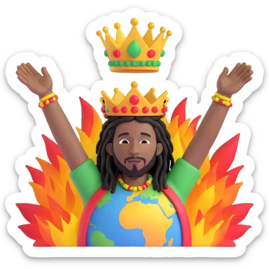 A rasta man bigging up di whole world 🌍🔥🤲🏾, reggae vibes 🎶, love and unity ✨💛💚❤️, every nation stand strong 🇯🇲🌐👑. sticker