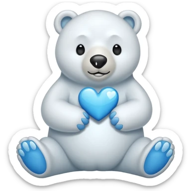 🩵🐻‍❄️ crea un oso que este de pie y que tenga el corazon azul sticker