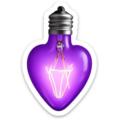 Realistic isolated purple heart shaped string light bulb . sticker