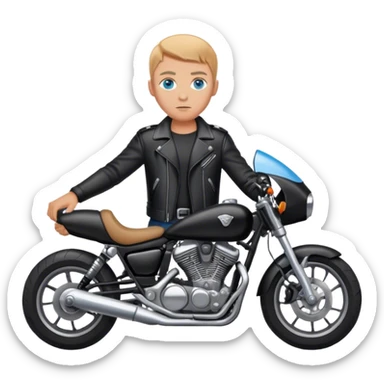 Blue eyed person full black leather on motorcycle sticker