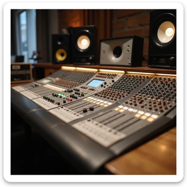 a studio mixing console, detailed, professional, modern, realistic style sticker