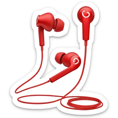 red wired earbuds sticker