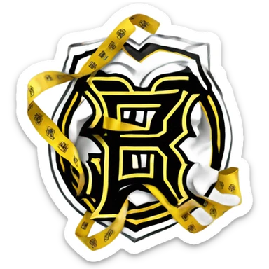Give me a Boston Bruins logo with medical or caution, tape wrapped around it sticker