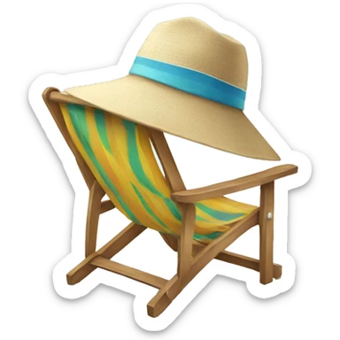 Beach chair with beach hat sticker