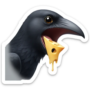 A crow drops a piece of cheese from its mouth sticker