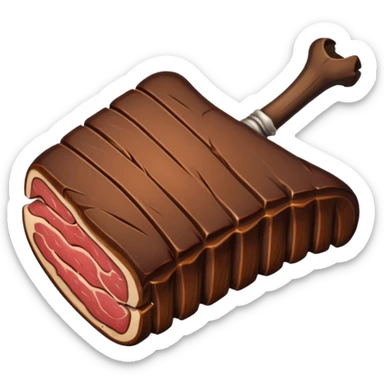 a single smoked beef rib thinner with the bone sticker