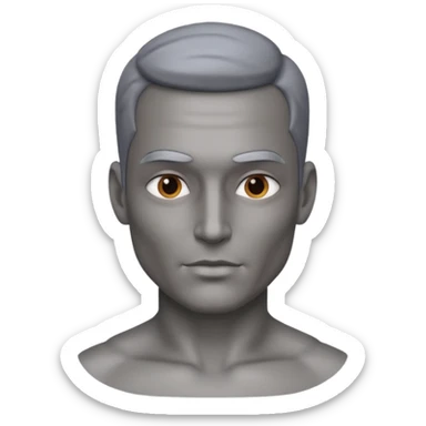 gray metal painted man bust sticker