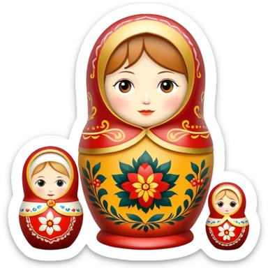 Matryoshka doll with Russian painting for
Maslenitsa sticker