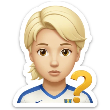 Swedish blonde soccer player with question mark sticker