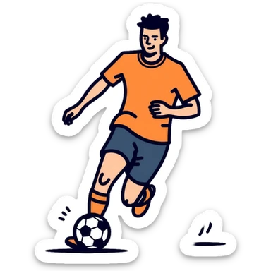 football player running with ball, soccer athlete sticker