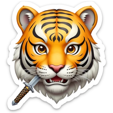 tiger face with sword fantasy game character for Twitch emote sticker