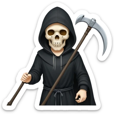 zoomed black hood skull scythe sticker