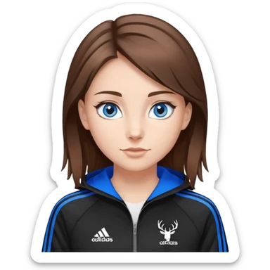Girl Deer adidas black sport suit blue eyes brown hair  sticker