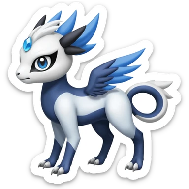 Garurumon-Meloetta-Absol-fusion-hybrid-creature (full body) sticker
