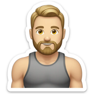 white person with beard in the gym sticker