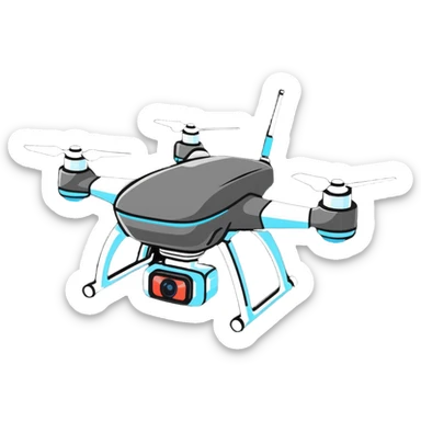 FPV drone cartoonish energetic pose sticker